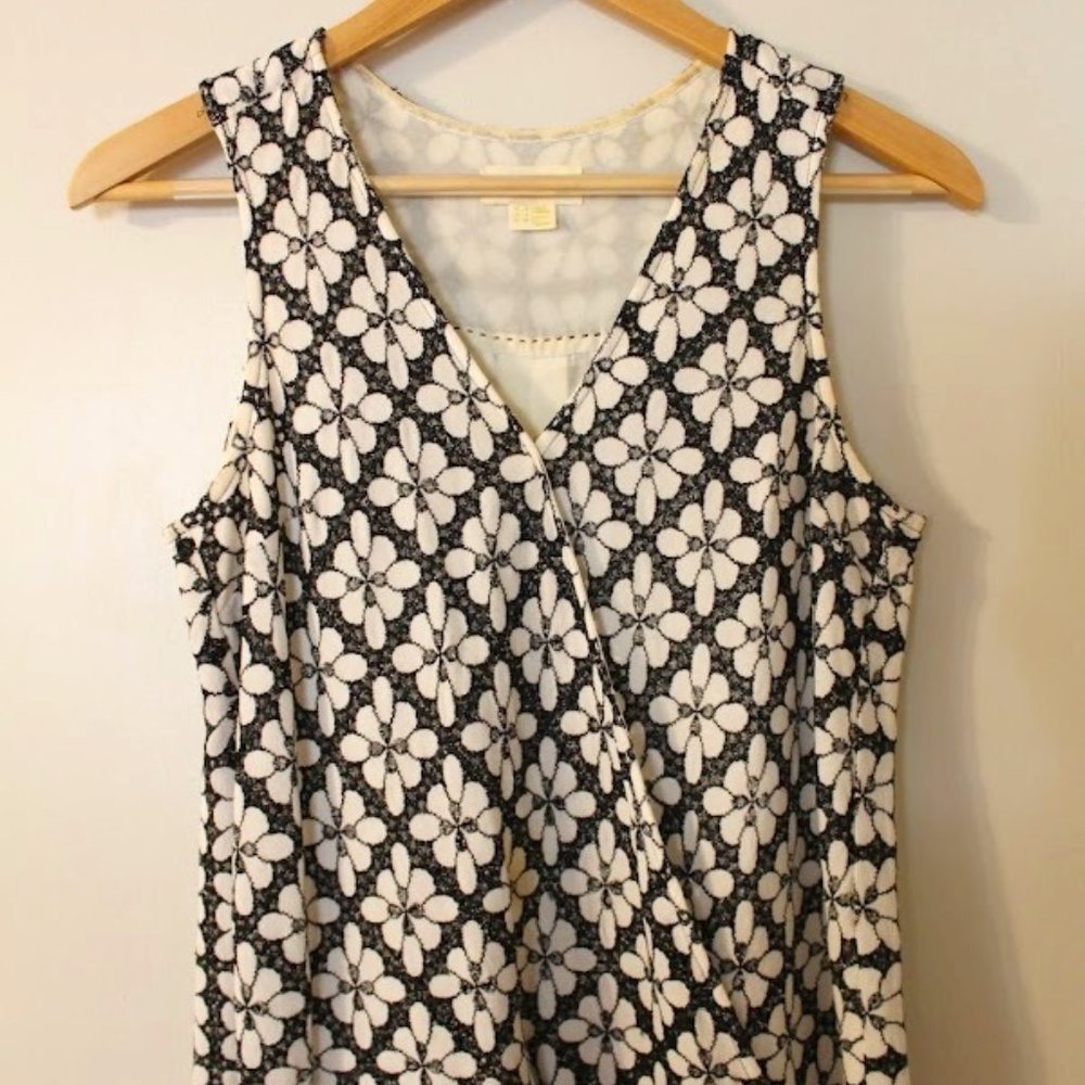 Maeve by Anthropologie Black and White Embroidered Top
